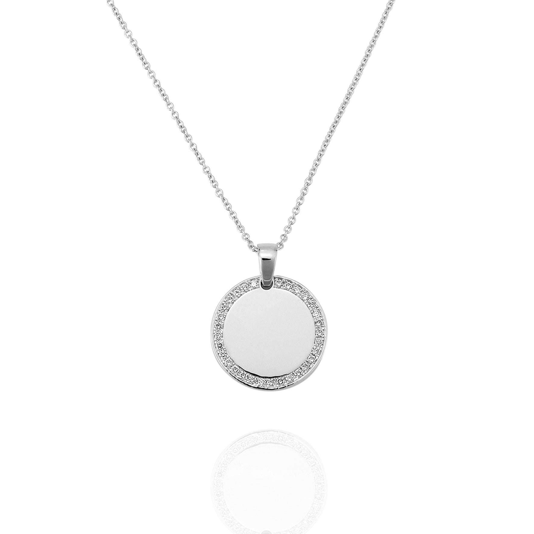 WHITE GOLD DIAMOND HALO LOVE MEDALLION