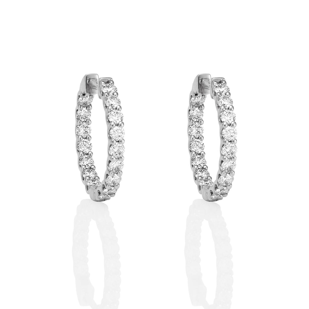 WHITE GOLD SHARED CLAW DIAMOND HOOPS