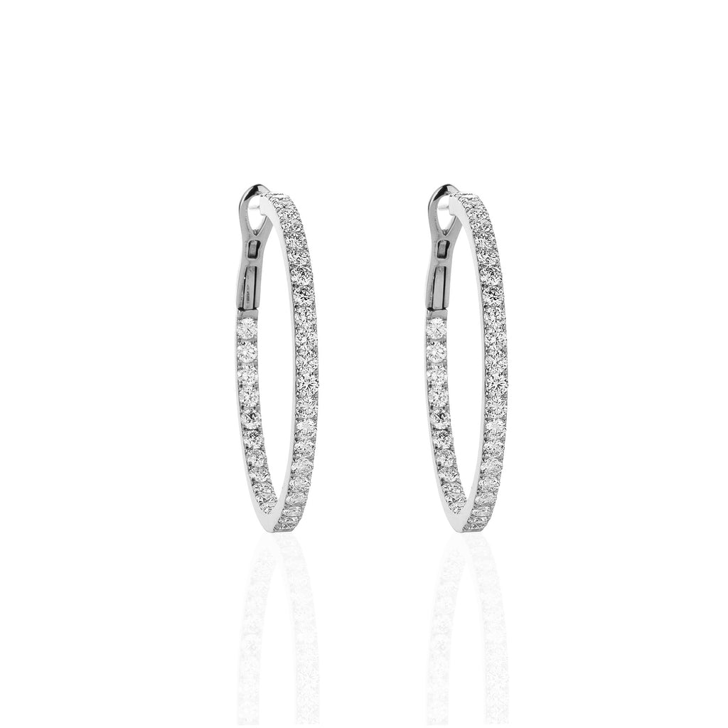 WHITE GOLD CLAW SET LARGE DIAMOND HOOPS