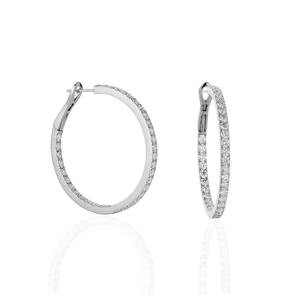 WHITE GOLD CLAW SET LARGE DIAMOND HOOPS