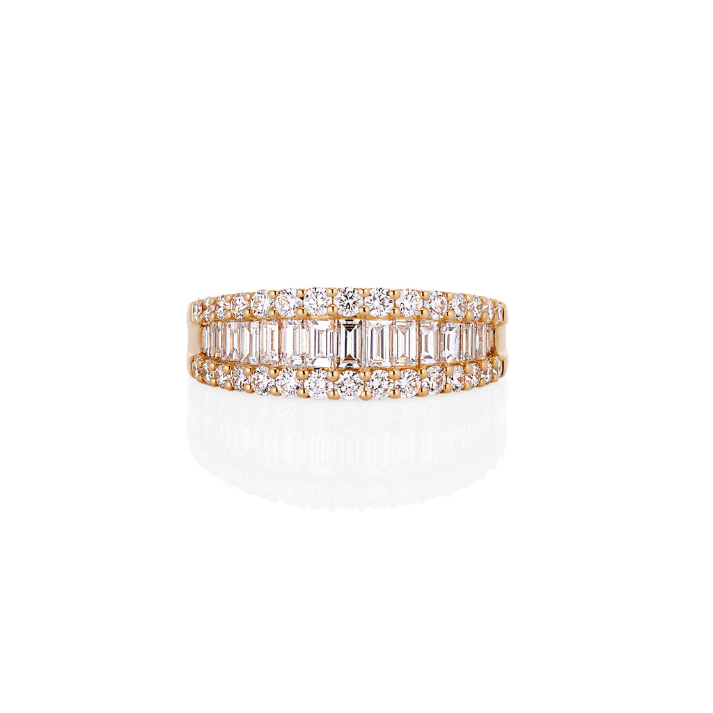 TAPERED BAGUETTE & ROUND DIAMOND RING