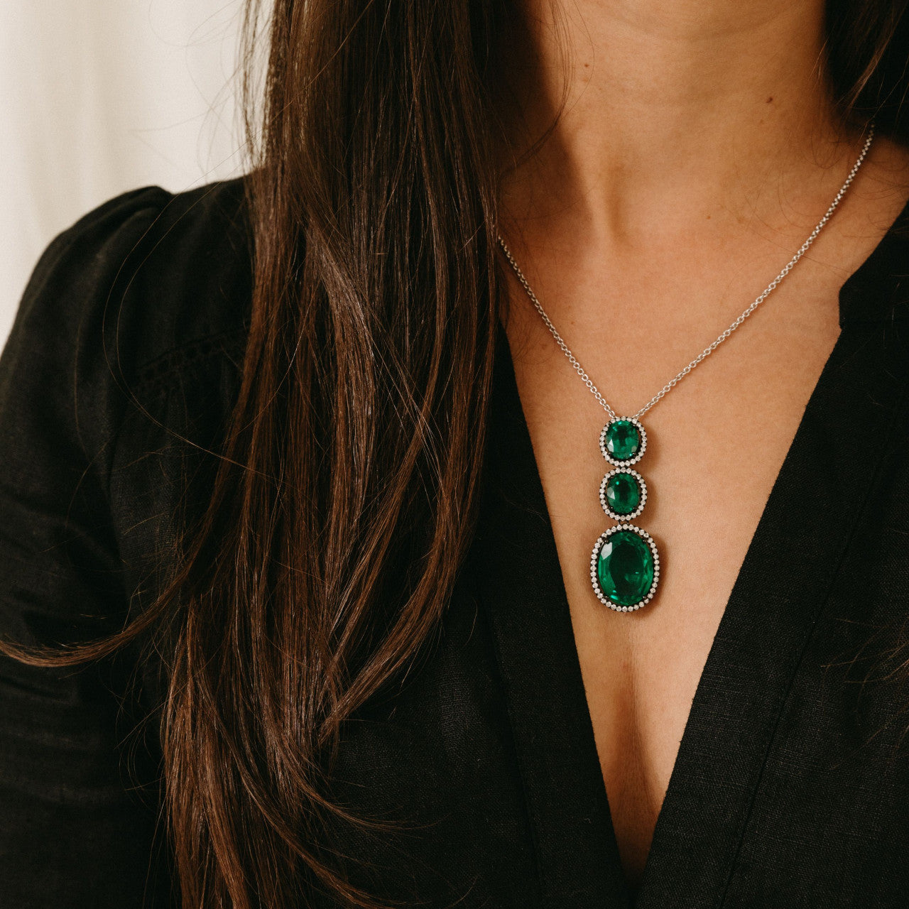 TRILOGY EMERALD & DIAMOND PENDANT