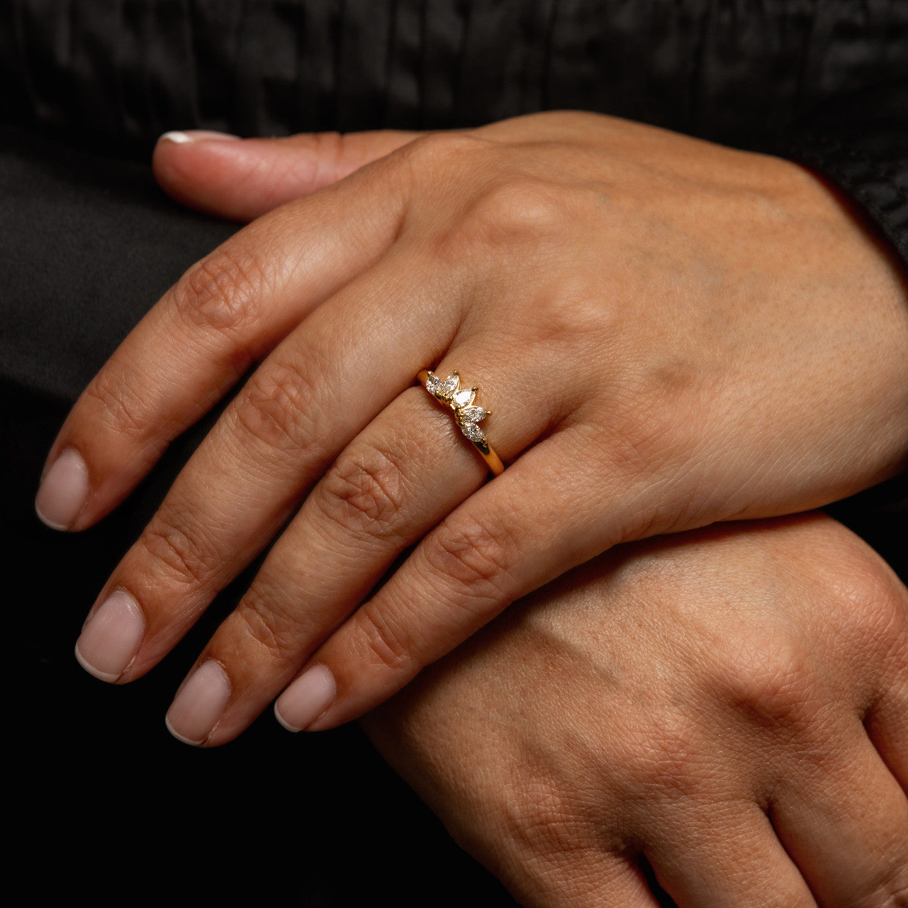 MEDIUM ROSE GOLD MARQUISE DIAMOND CROWN RING