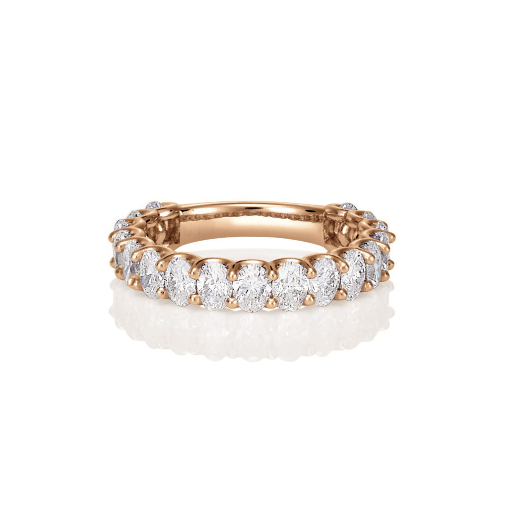 ROSE GOLD OVAL SHARED CLAW DIAMOND BAND