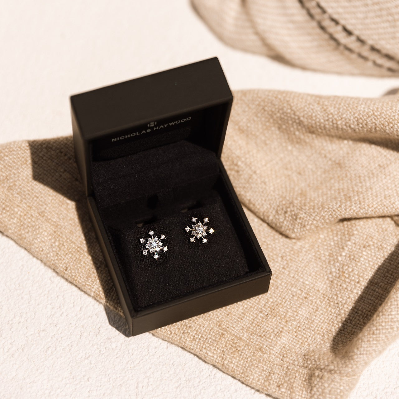 WHITE GOLD SNOWFLAKE EARRINGS