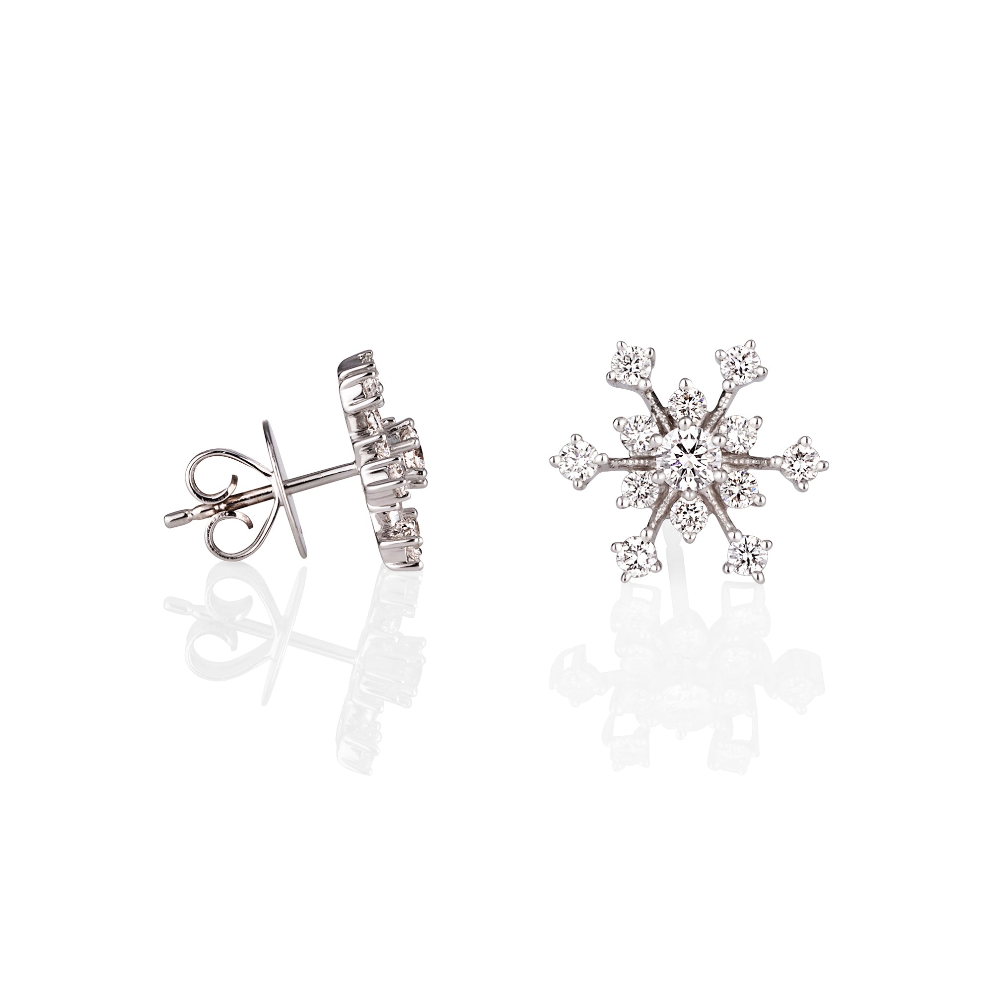 WHITE GOLD SNOWFLAKE EARRINGS