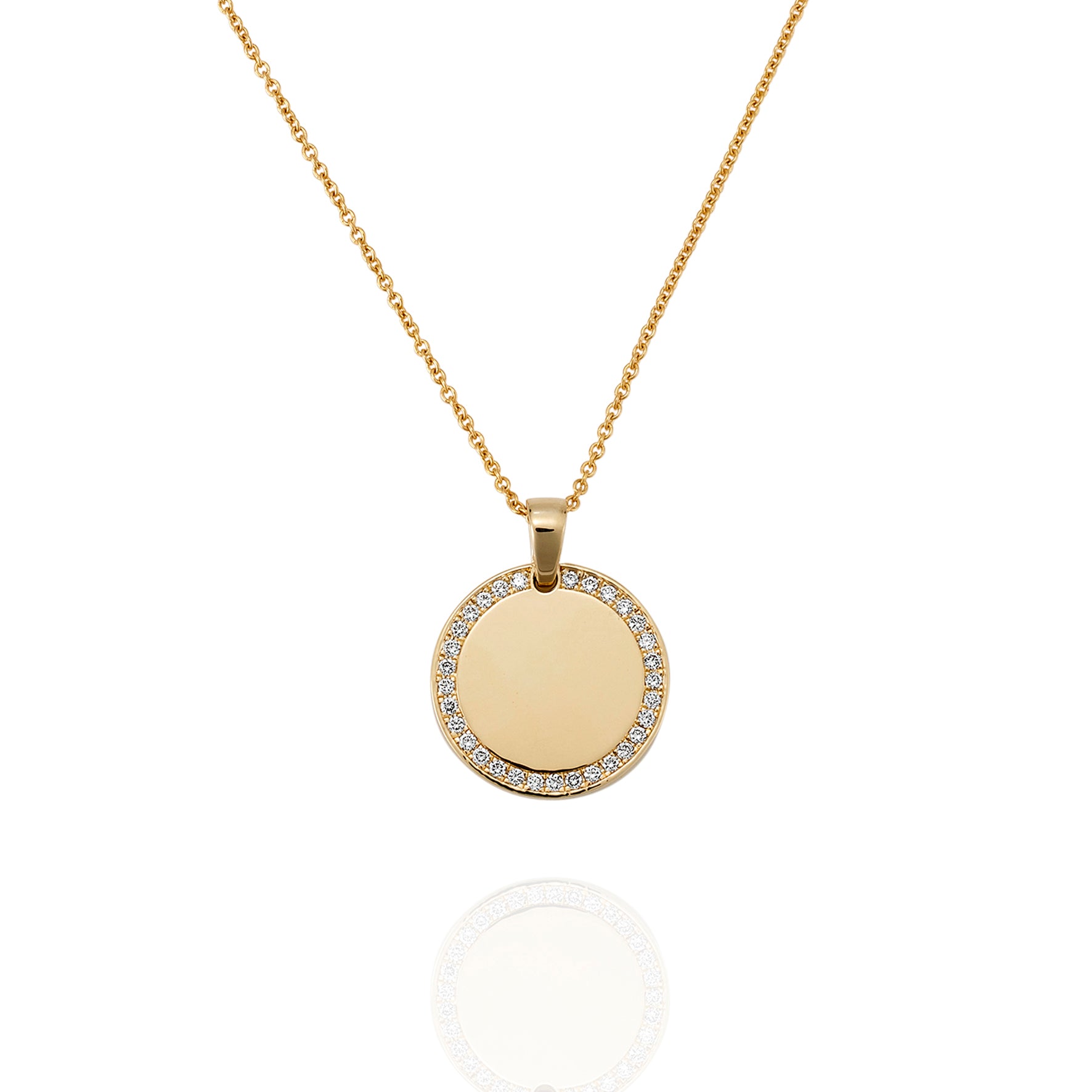 YELLOW GOLD DIAMOND HALO LOVE MEDALLION